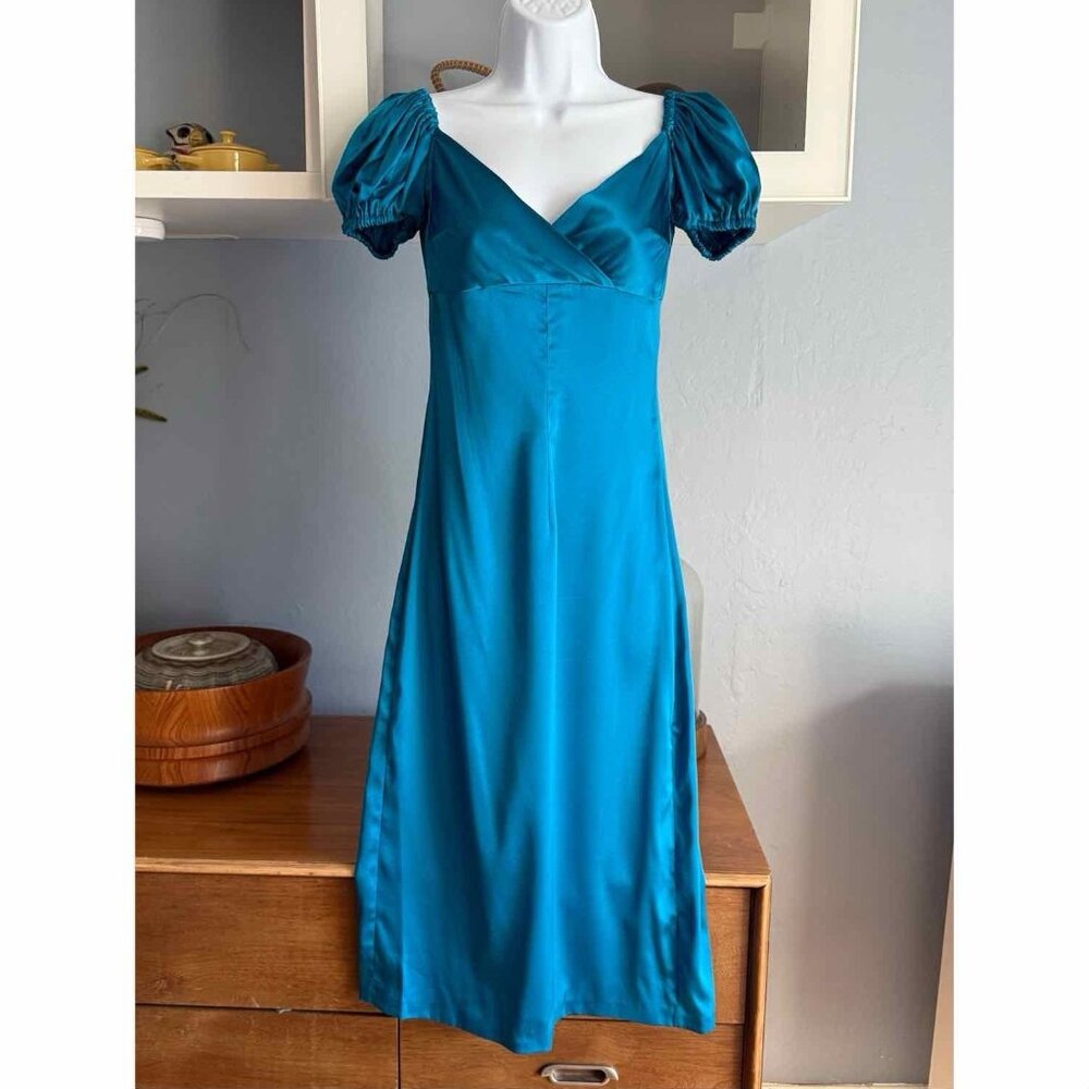 Alexis Cadiz Silk Satin Dress in Capri Blue Size XS - Picture 2 of 11